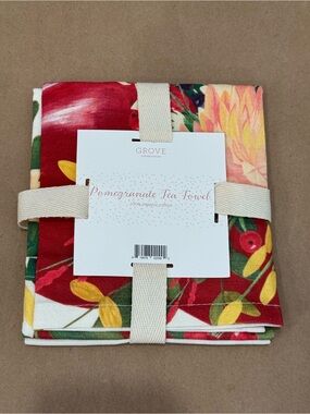 Grove Collaborative Pomegranate Design Tea Towel Organic 100% Cotton New Unused